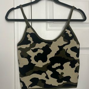 Camo Spaghetti Strap Crop Top